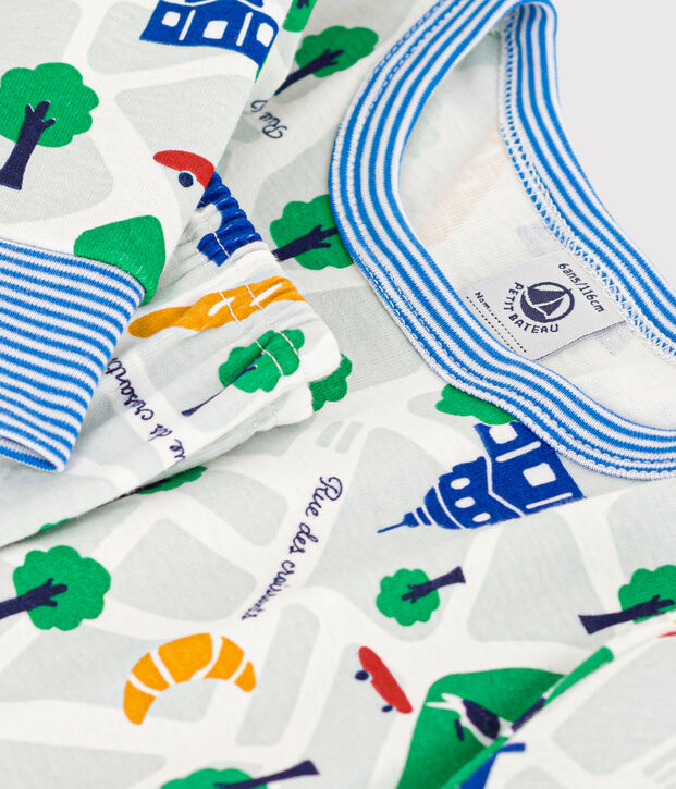 Pijama infantil de algod&oacute;n con estampado de Par&iacute;s blanco/multicolor