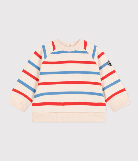 Sudadera de algodón con estampado de rayas marineras bicolores para bebé blanco AVALANCHE/ MULTICO