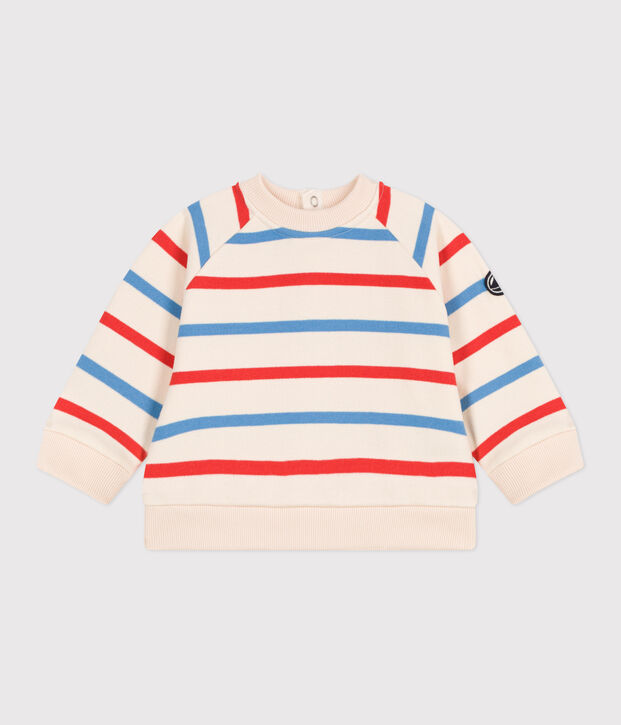 Sudadera de algod&oacute;n con estampado de rayas marineras bicolores para beb&eacute; crudo/multicolor