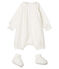 Conjunto de mono y patucos para bebé de tela de mantilla blanco MARSHMALLOW