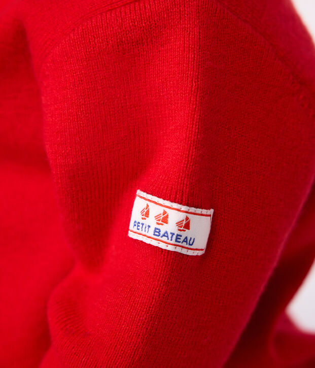 Jersey marinero liso de lana y algod&oacute;n para beb&eacute; rojo