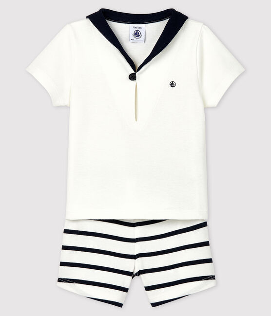 Conjunto de dos piezas para bebé niño blanco MARSHMALLOW/azul SMOKING