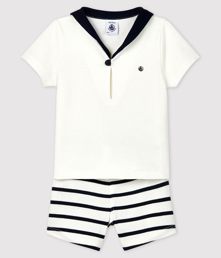 Conjunto de dos piezas para beb&eacute; ni&ntilde;o blanco/azul