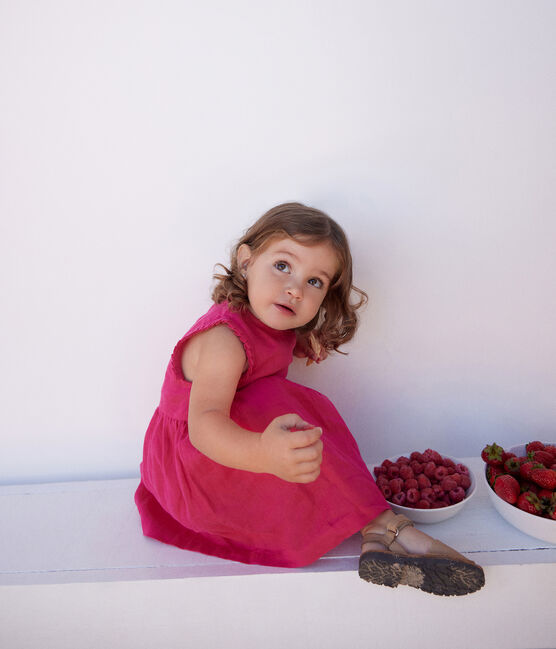 Vestido sin mangas de lino para bebé rosa DELHI