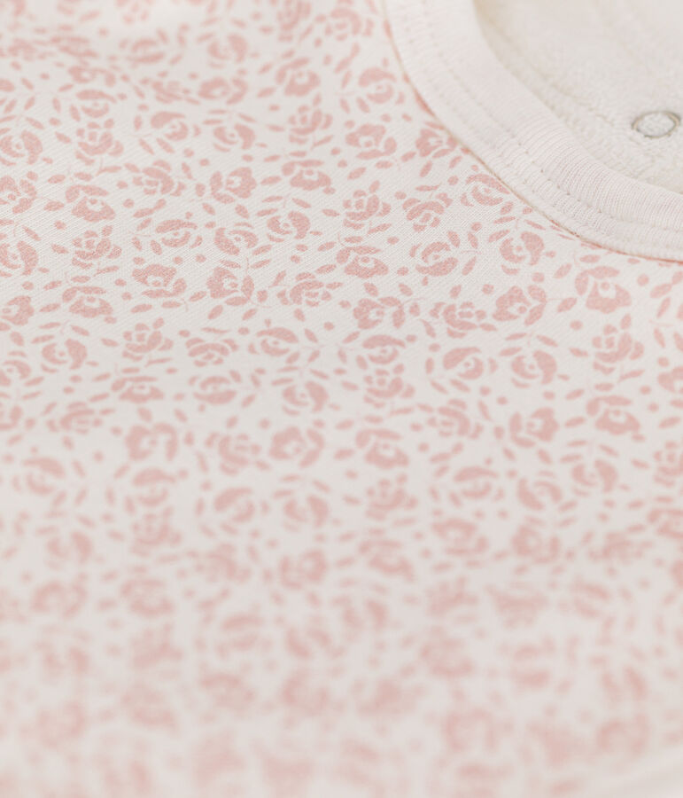 Babero de algod&oacute;n estampado para beb&eacute; blanco/rosa