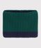 Braga de cuello infantil de punto tricotado bicolor con forro polar verde/azul