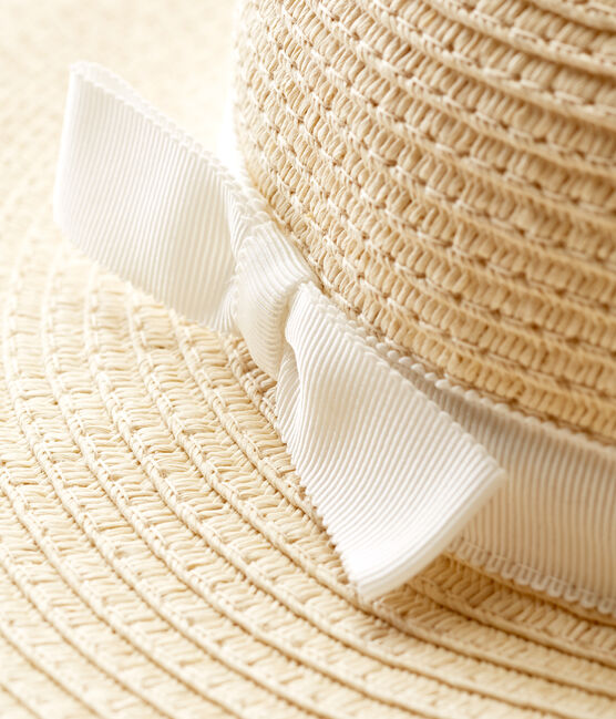 Sombrero de paja bebé niña rosa NATUREL