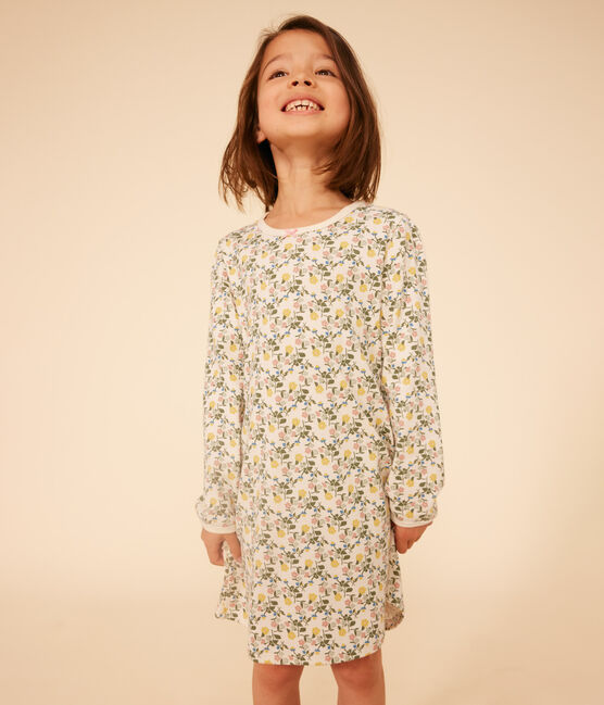 Camisón de algodón infantil con motivo de flores blanco AVALANCHE/ MULTICO