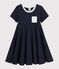 Vestido de manga corta de punto de niña azul SMOKING