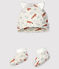 Juego de gorrito y patucos de zorro de terciopelo para bebé niño beige MONTELIMAR/blanco MULTICO
