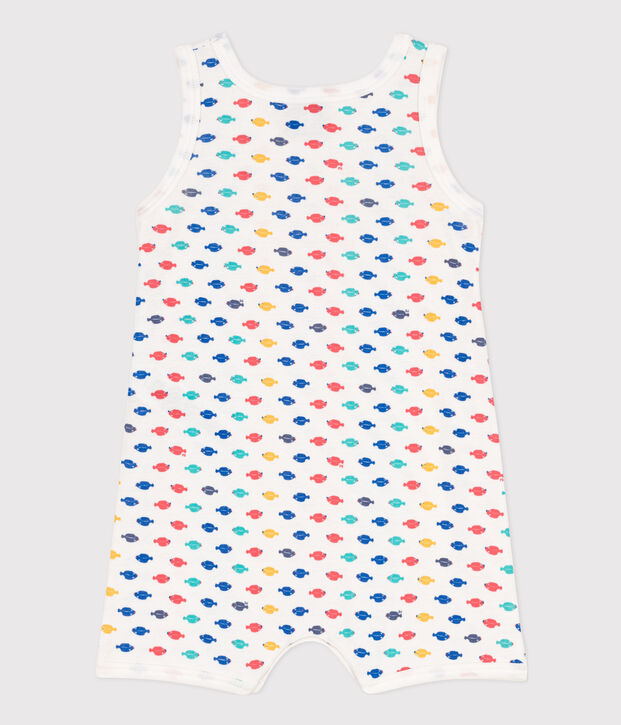 Mono corto de algod&oacute;n con animales marinos para beb&eacute; blanco/multicolor
