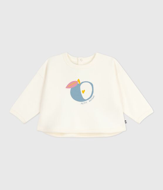 Sudadera de algodón suave y cálida con estampado de manzana para bebé crudo MILK