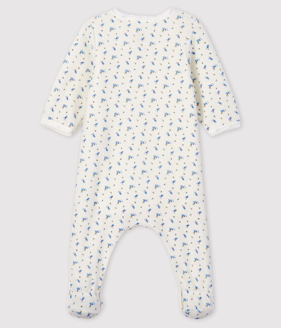 Bodyjama de terciopelo con estampado de flores para bebé niña blanco MARSHMALLOW/blanco MULTICO