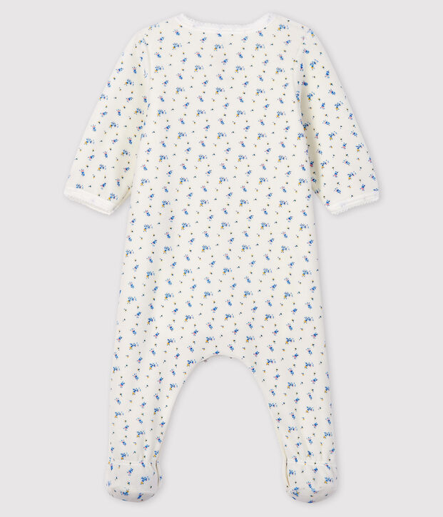 Bodyjama de terciopelo con estampado de flores para beb&eacute; ni&ntilde;a blanco/multicolor