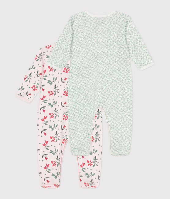 Juego de 2 pijamas de algodón con flores para bebé variante 1