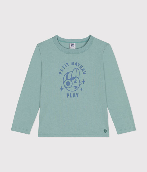 Camiseta de manga larga de punto fino para ni&ntilde;o verde