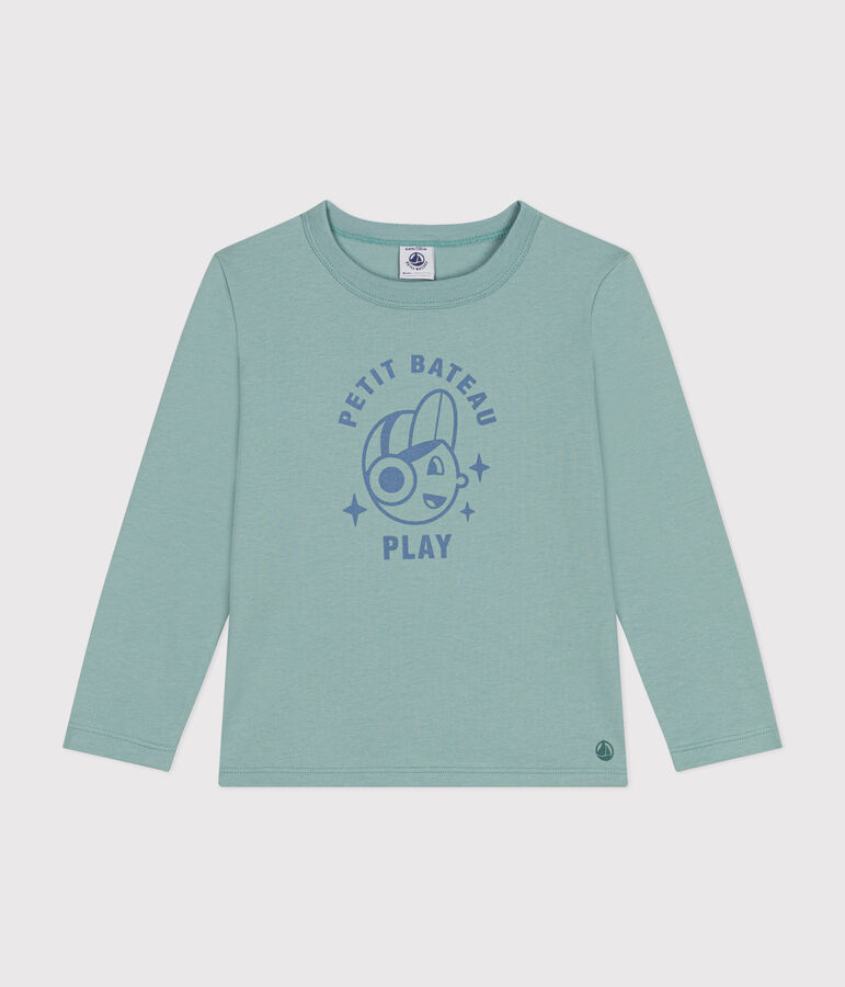 Camiseta de manga larga de punto fino para ni&ntilde;o verde PAUL