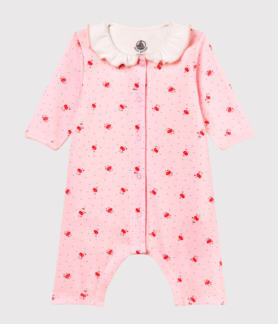 Bodyjama sin pies de punto 1x1 estampado para bebé niña rosa VIENNE/blanco MULTICO