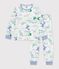 Pijama infantil de mulet&oacute;n con estampado de dragones blanco/multicolor
