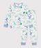 Pijama infantil de mulet&oacute;n con estampado de dragones blanco/multicolor