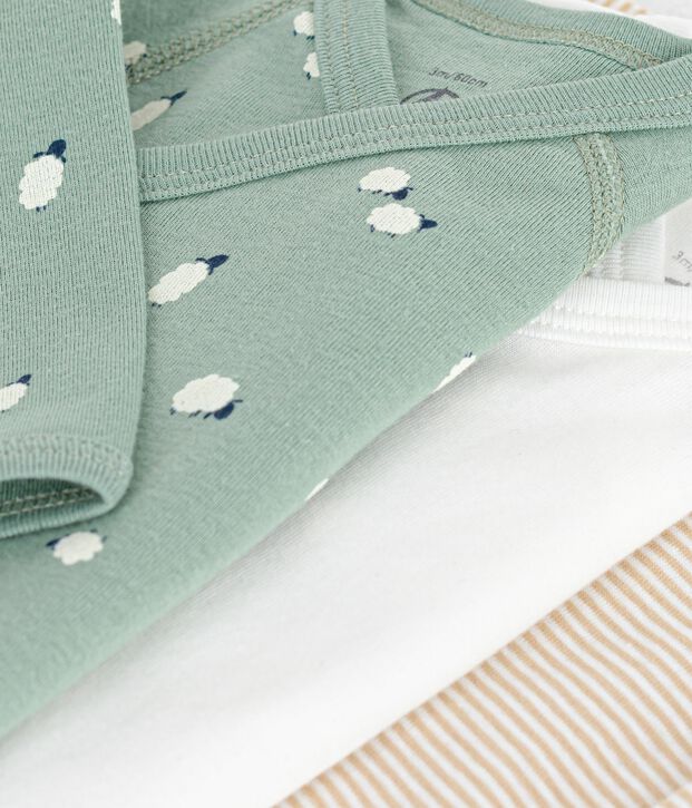 Juego de bodies cruzados y estampados de manga larga de algod&oacute;n para beb&eacute; multicolor