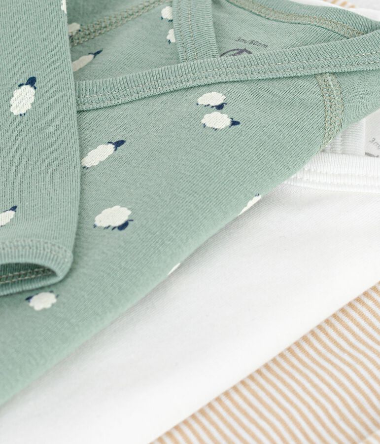 Juego de bodies cruzados y estampados de manga larga de algod&oacute;n para beb&eacute; multicolor