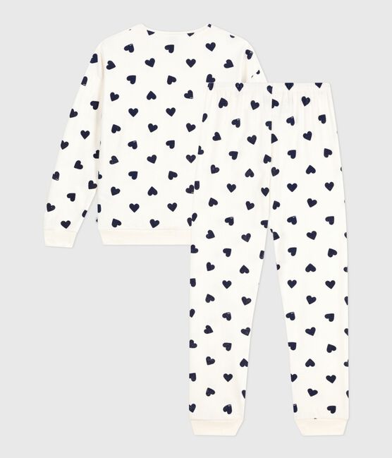 Pijama de rizo de algodón con estampado de corazones para mujer azul MILK/ SOIR