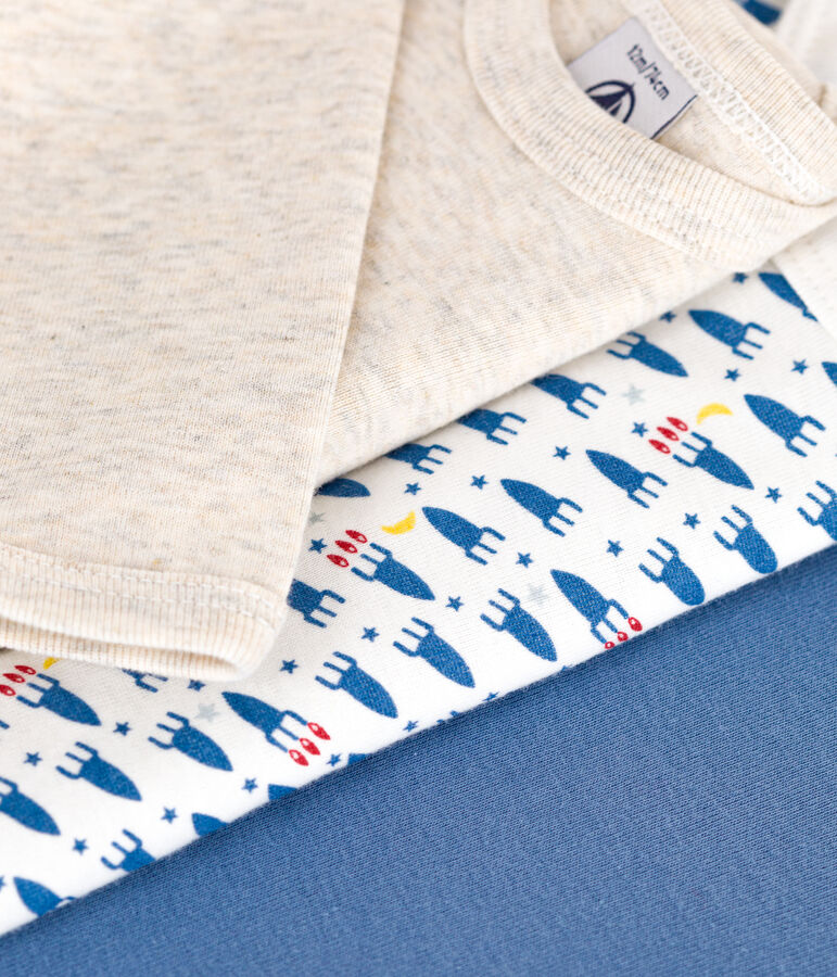 Juego de 3 bodis de algod&oacute;n de manga larga con estampado de cohete para beb&eacute; variante 1