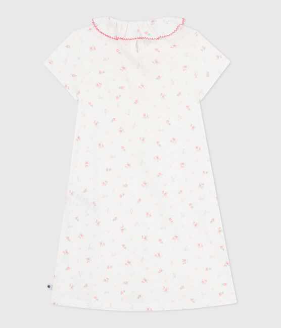 Camisón infantil de algodón calado con estampado de flores blanco MARSHMALLOW/blanco MULTICO