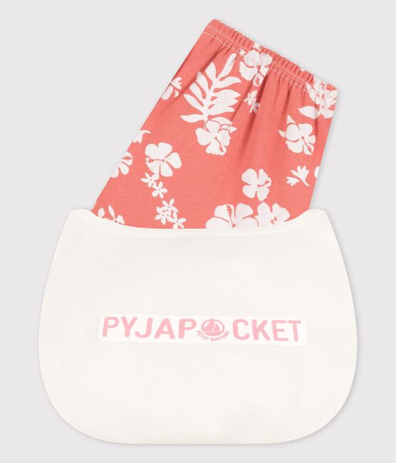 Pijama corto hawaiano de algodón rosa para niña blanco MARSHMALLOW/ PAPAYE