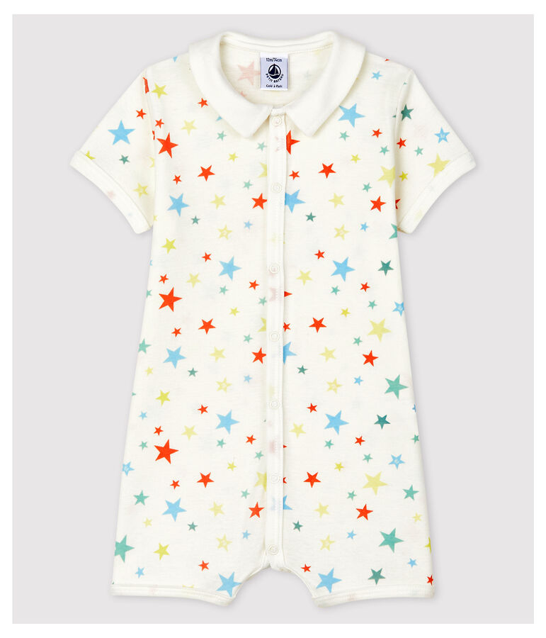 Mono corto con estrellas multicolores de algod&oacute;n ecol&oacute;gico blanco/multicolor