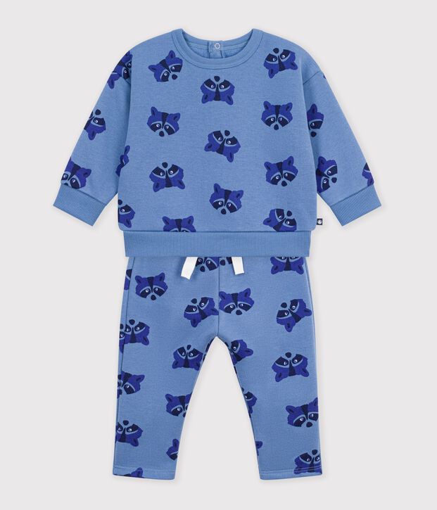 Conjunto de sudadera y pantal&oacute;n para beb&eacute; de algod&oacute;n con estampado de animal azul/multicolor