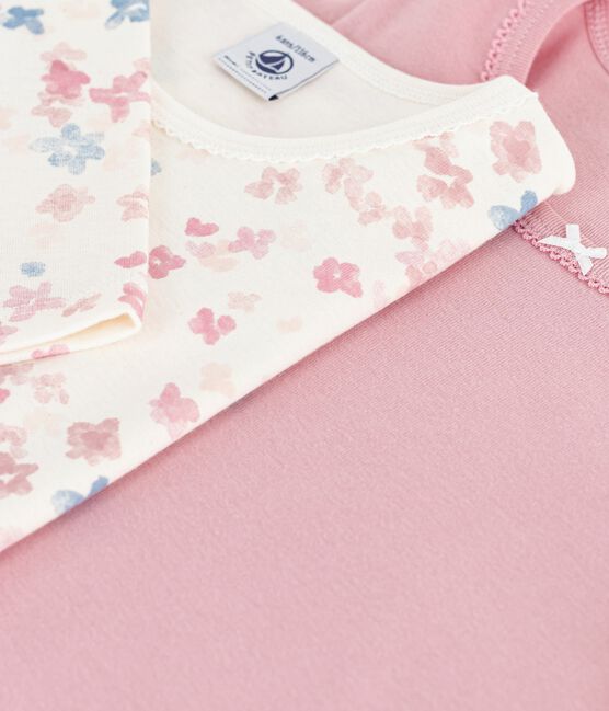 Juego de camisetas infantiles de algodón de manga larga con estampado de flores variante 1