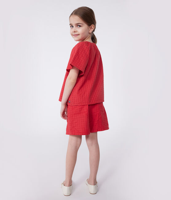 Blusa infantil de manga corta de algodón con motivo de flores SPI