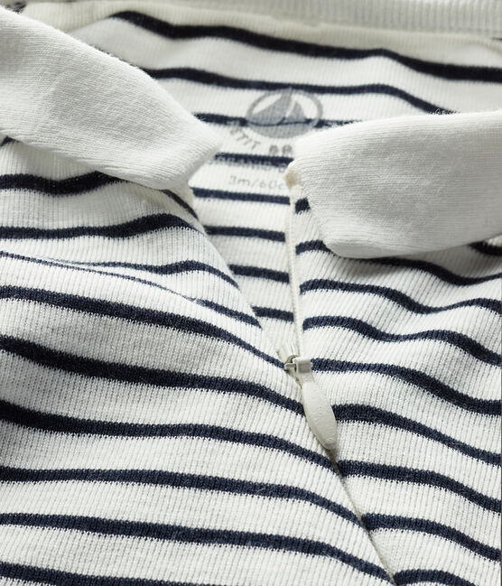 Pelele de bebé marinero de algodón orgánico blanco MARSHMALLOW/azul SMOKING