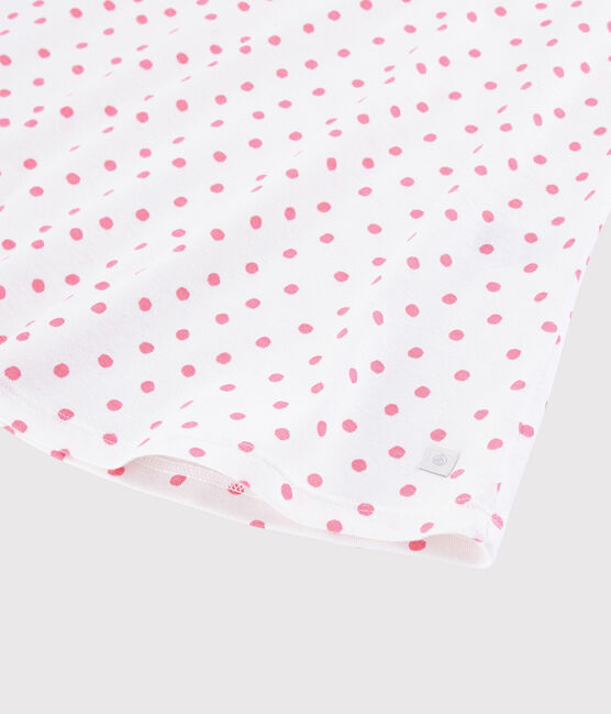 Camisón con lunares rosas de algodón de chica/mujer blanco MARSHMALLOW/rosa GRETEL