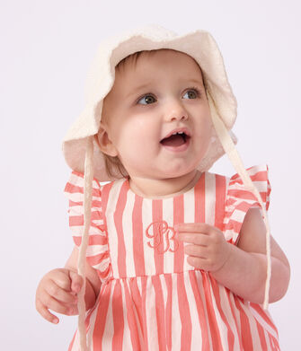 Gorro de popelina con bordado ingl&eacute;s para beb&eacute; ni&ntilde;a
