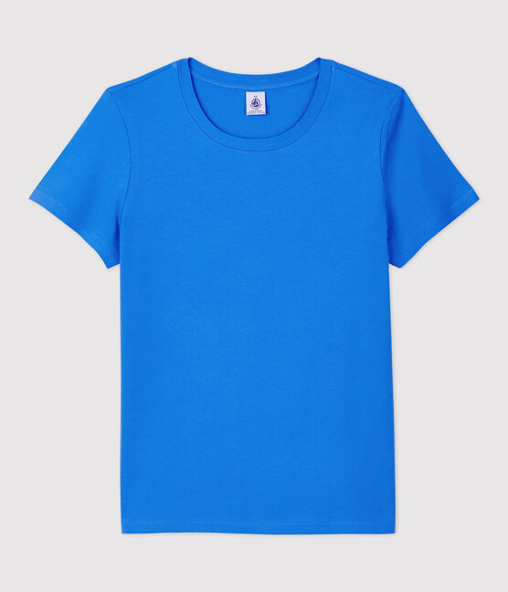 Camiseta RECTA con cuello redondo de algodón orgánico de mujer azul BRASIER
