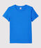 Camiseta RECTA con cuello redondo de algodón orgánico de mujer azul BRASIER