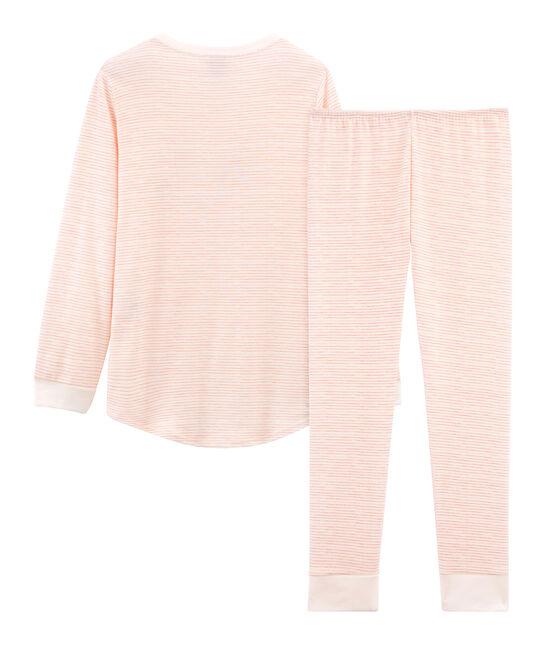 Pijama de algodón infantil para niña blanco MARSHMALLOW/rosa ROSAKO