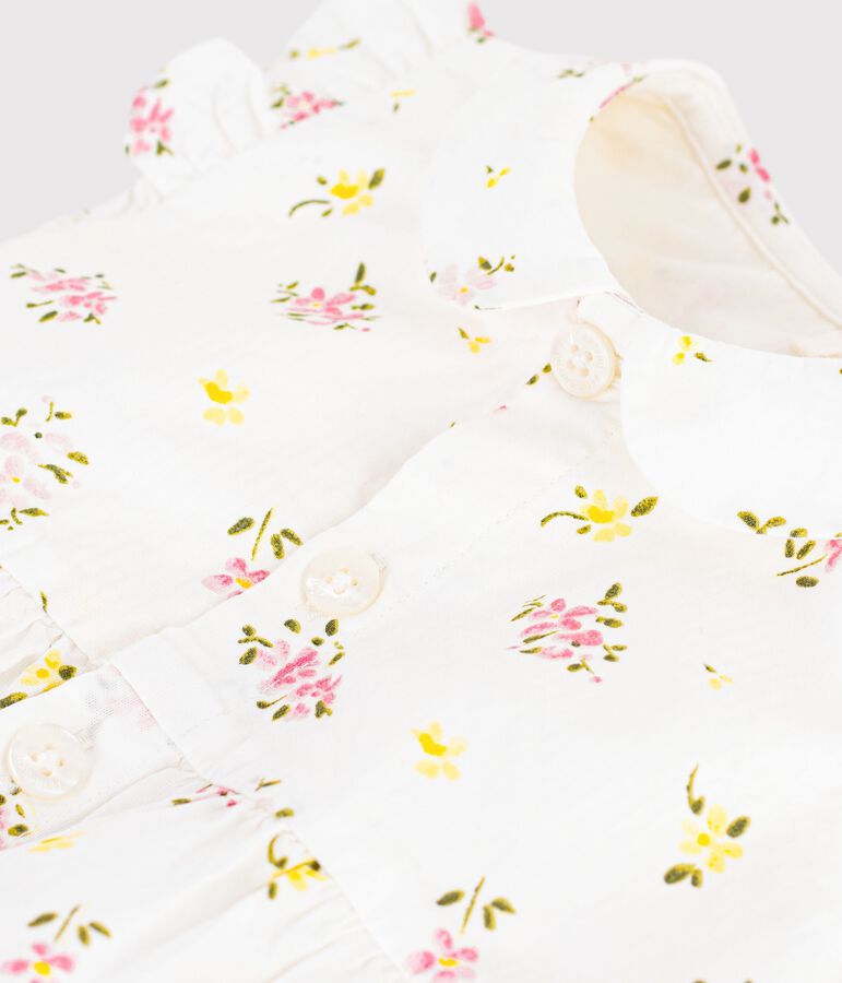 Pelele de algod&oacute;n con estampado de flores para beb&eacute; blanco MARSHMALLOW/blanco MULTICO
