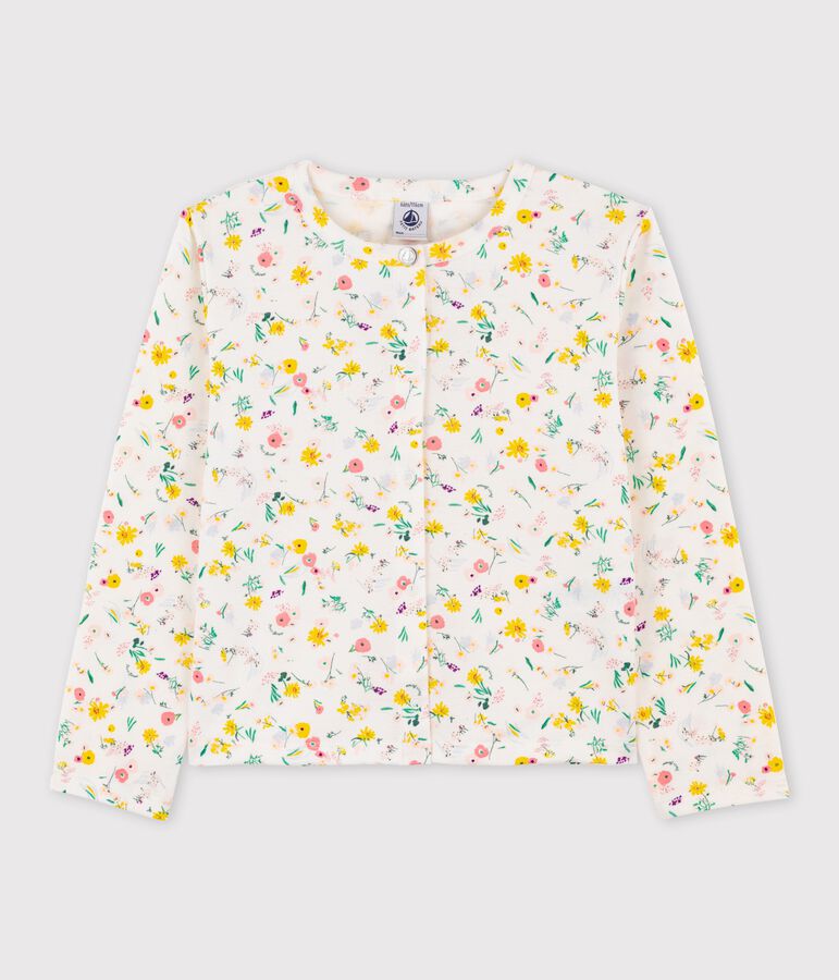 C&aacute;rdigan de algod&oacute;n de ni&ntilde;a blanco MARSHMALLOW/blanco MULTICO