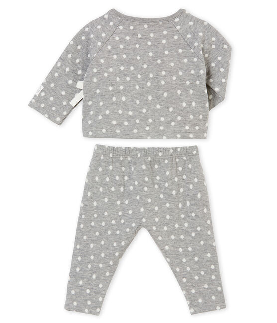 Conjunto para bebé niña en túbico Jacquard gris SUBWAY/blanco MULTICO