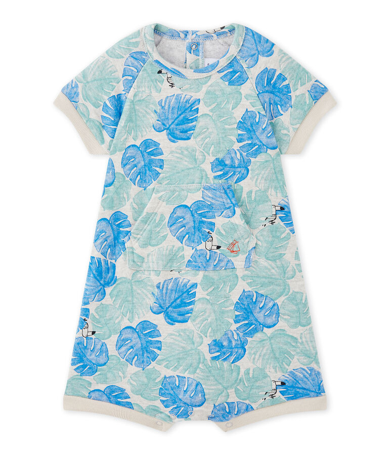 Pelele corto beb&eacute; ni&ntilde;o estampado gris BELUGA/blanco MULTICO