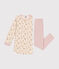 Camisón infantil de felpa cepillada con estampado de flores rosa SALINE/blanco MULTICO