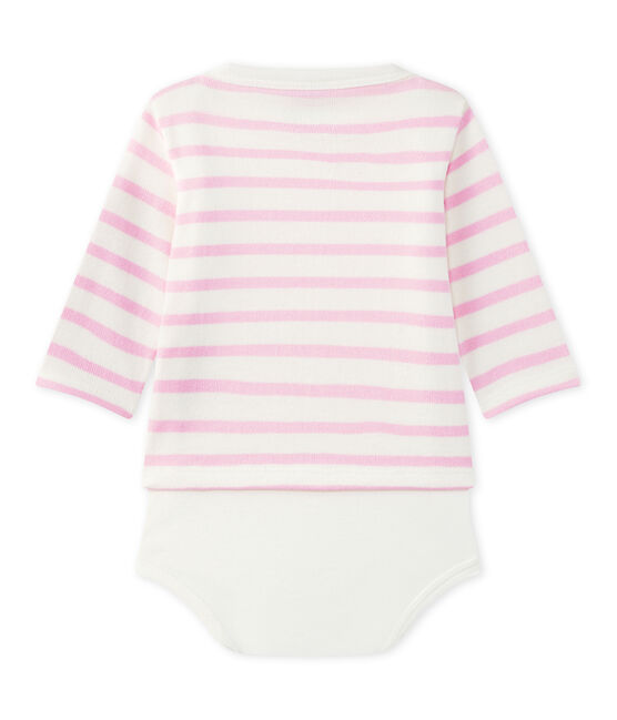 Body marinero de manga larga para bebé blanco MARSHMALLOW/rosa BABYLONE