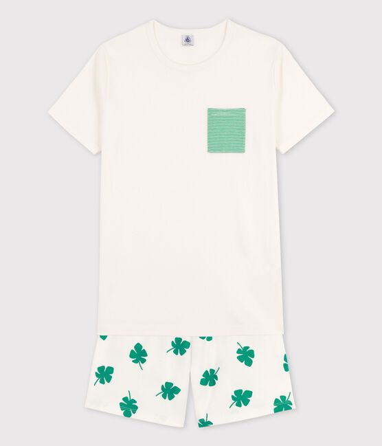 Pijama corto de algodón orgánico de chico blanco MARSHMALLOW/blanco MULTICO