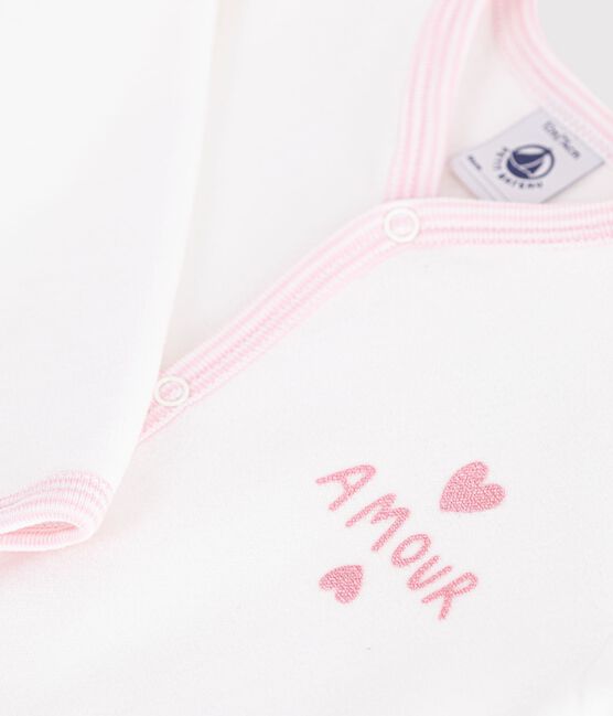 Pijama de terciopelo liso para bebé blanco MARSHMALLOW