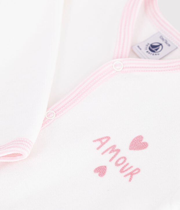 Pijama de terciopelo liso para beb&eacute; blanco