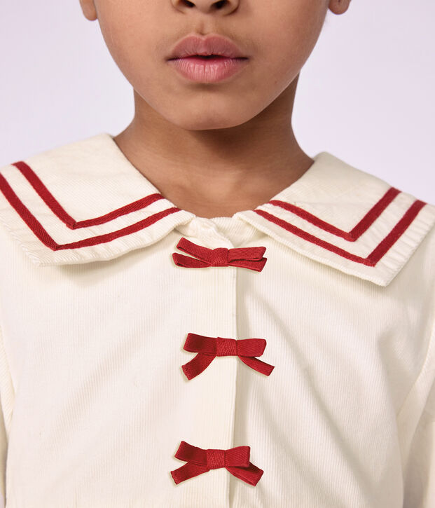 Vestido infantil liso de terciopelo de manga larga MILK
